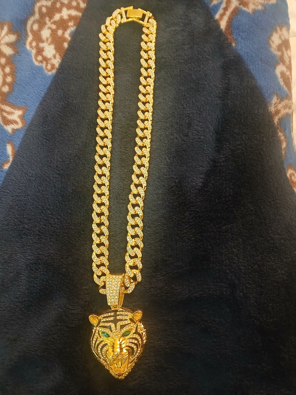 Gold Tiger Head Cuban Link Necklace - Men Accessories